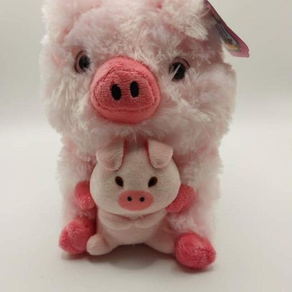 Nanco Belly Buddies Piggy Plush Toy with Baby Stuffed Piggy 8" NWT